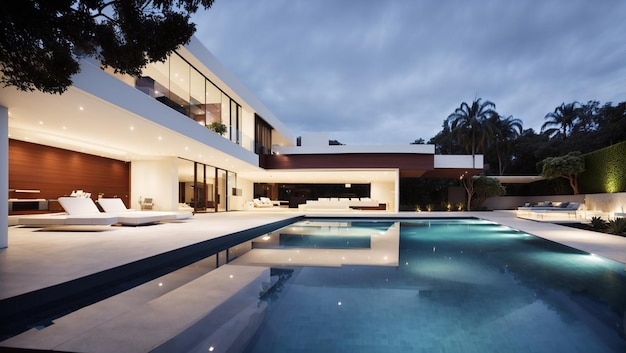 casa de luxo vista Uma casa moderna com uma piscina