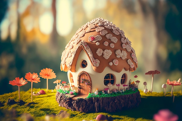 Casa de muffins de Páscoa decorada na Easter Generative AI