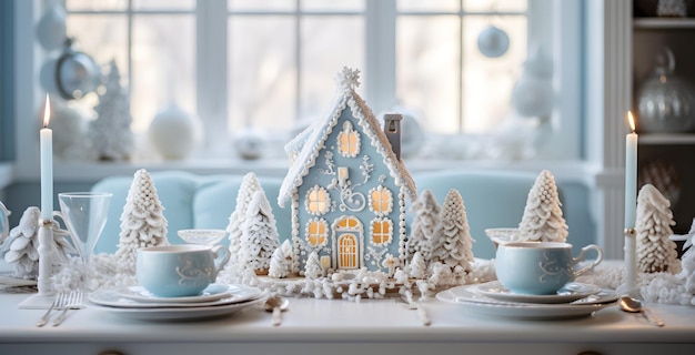 Foto casa de pão de gengibre caseiro conceito de natal biscoitos de casa de gingerbread conceito de ano novo festivo