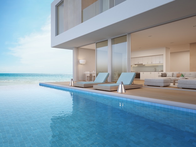 Casa de praia de luxo com vista para o mar piscina
