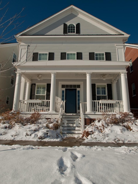 Casa decorada para férias de inverno.