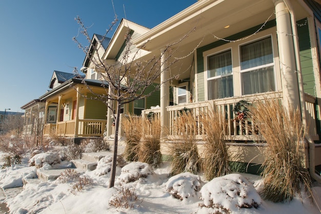 Casa decorada para vacaciones de invierno.