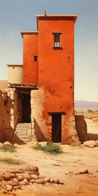 Foto casa del desierto inspirada por bill brauer una pintura sencilla en el estilo de dalhart windberg