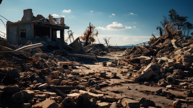 Casa destruída por desastre natural