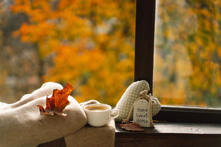 Foto casa doce café quente e decoração de outono decoração de casa de outono