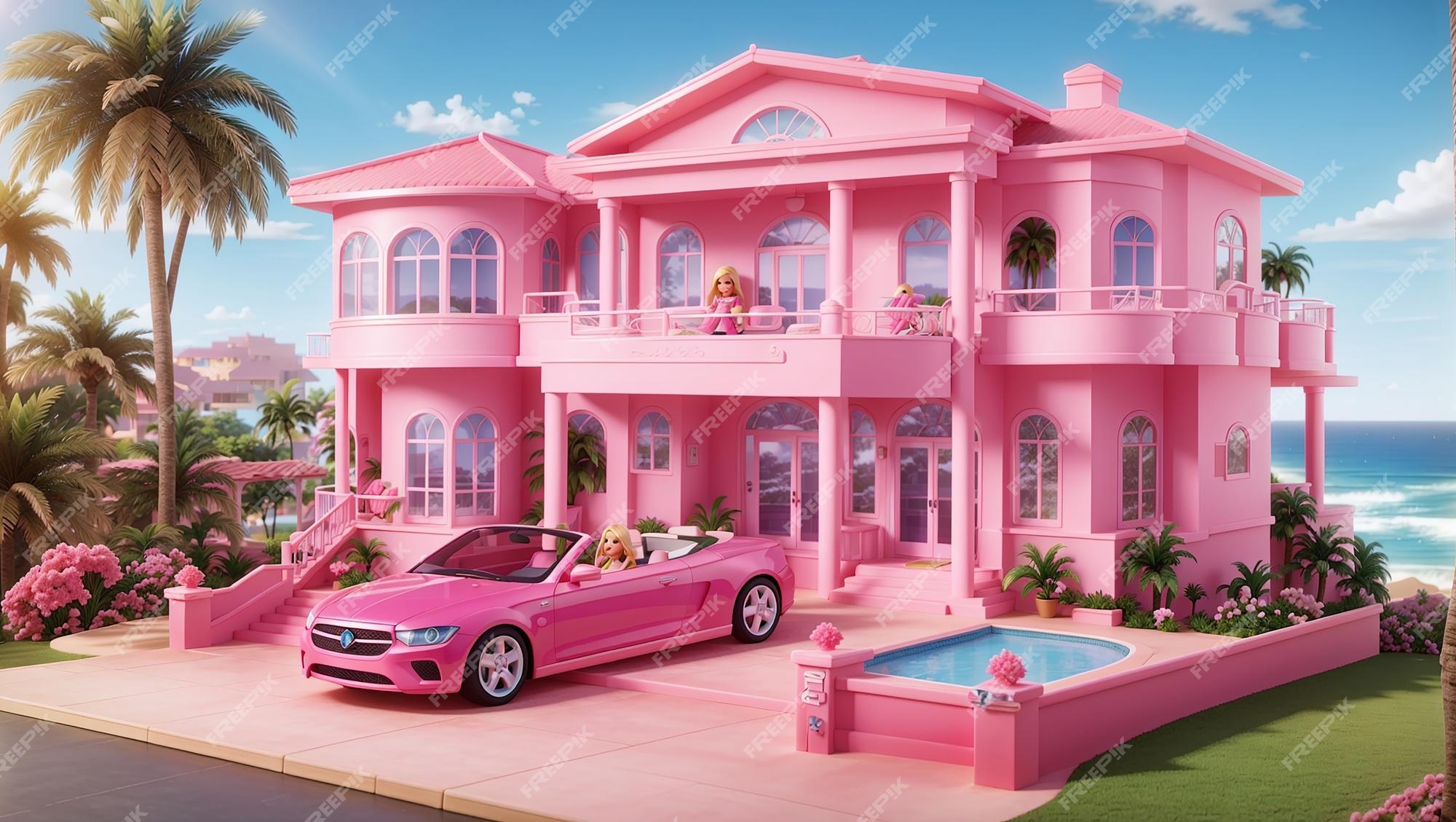 Casa dos sonhos da barbie com piscina e carro conversível