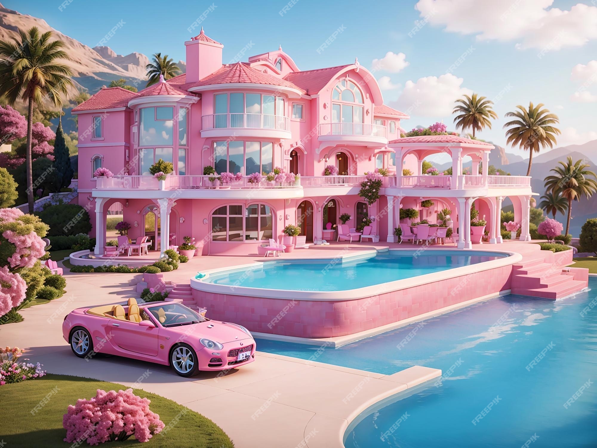 Casa dos sonhos da barbie com piscina e carro conversível