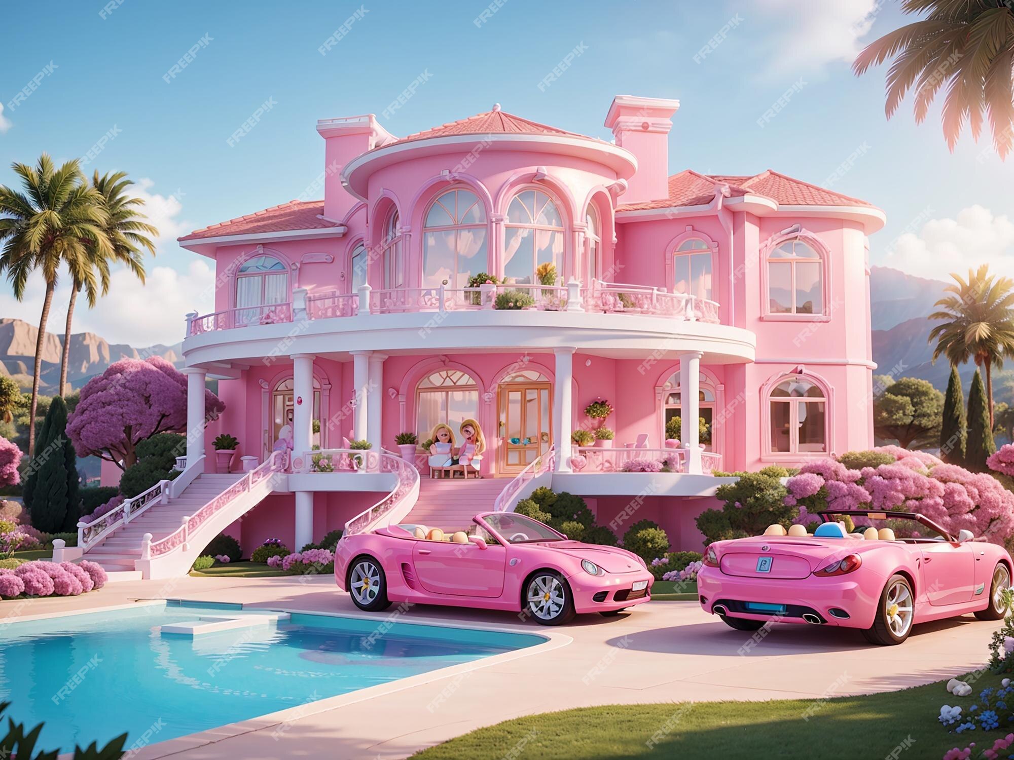 Casa dos sonhos da barbie com piscina e carro conversível