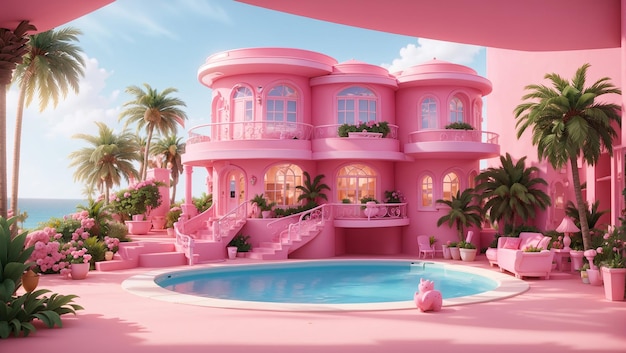 Casa dos sonhos da barbie com piscina