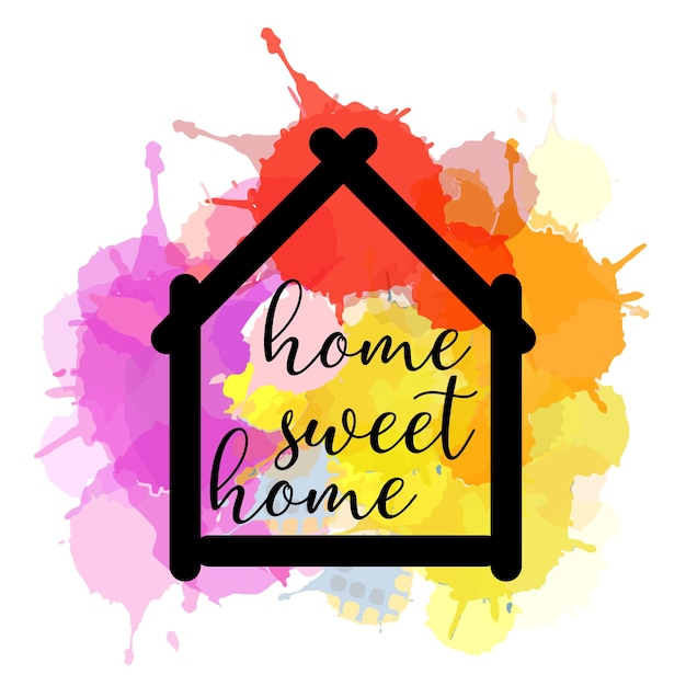 Casa dulce hogar acuarela motivación breve positividad citas elementos decorativos pintados a mano