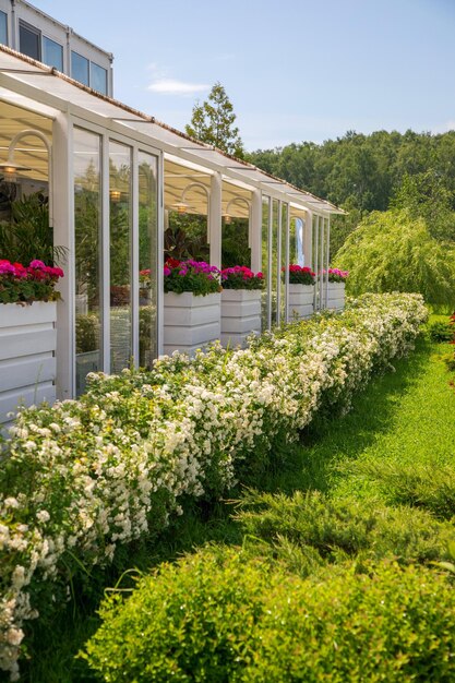 Casa e fundo natural Belo jovem viajante está relaxando