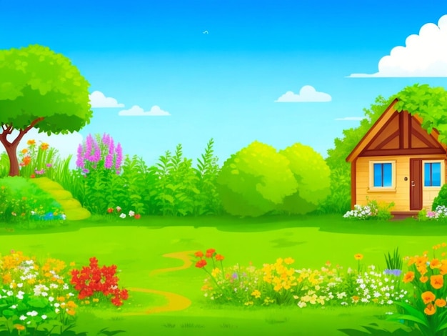Casa e jardim em ambiente natural