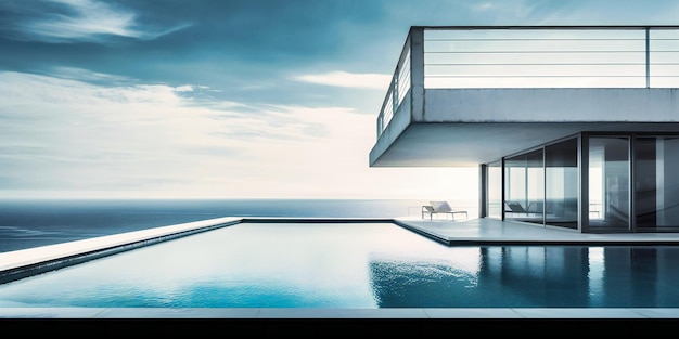 Casa em cima do mar na varanda com piscina
