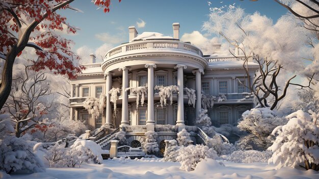 Foto casa em paisagem de inverno
