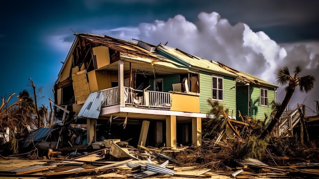 Una casa es dañada por un tornado.