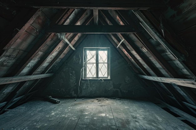 Casa espaciosa ático de madera espacio antiguo Generar Ai