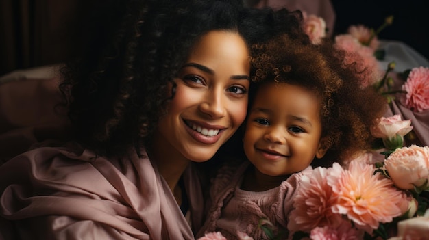 Casa familiar afrodescendiente hogar descansando viviendo abrazos Mamá e hija