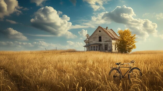 la casa del fondo de la bicicleta