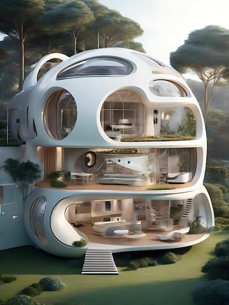 Casa futurista em 3D