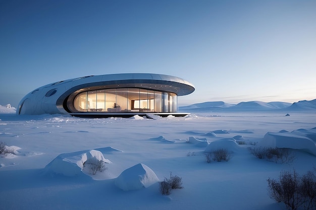 Una casa futurista en la tundra diseño de casa de arquitectura futura