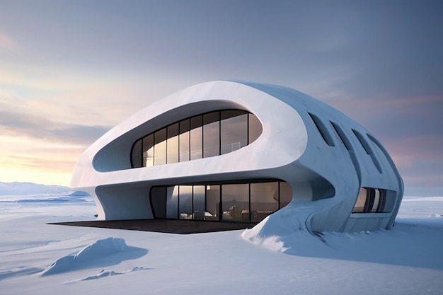 Una casa futurista en la tundra diseño de casa de arquitectura futura