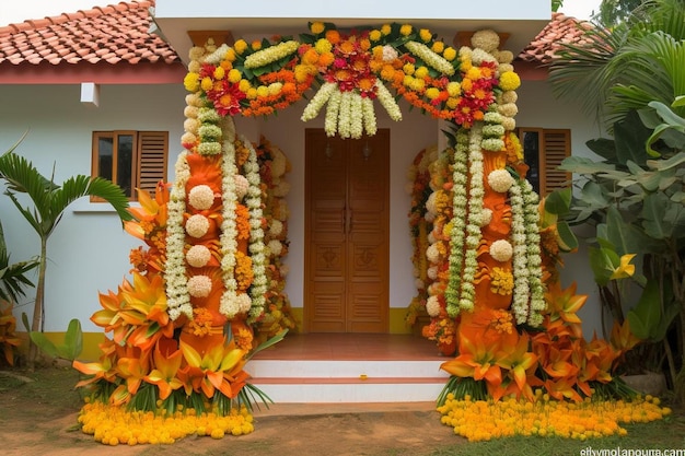 una casa con un gran arco que dice "fruta"