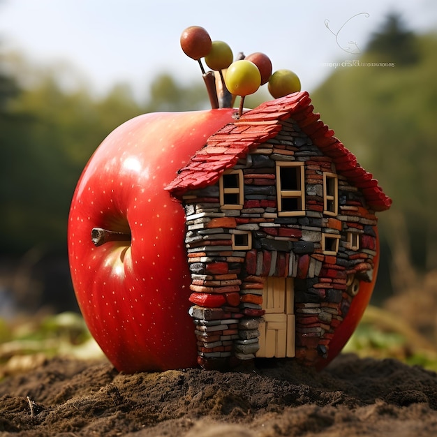 casa hecha de una manzana