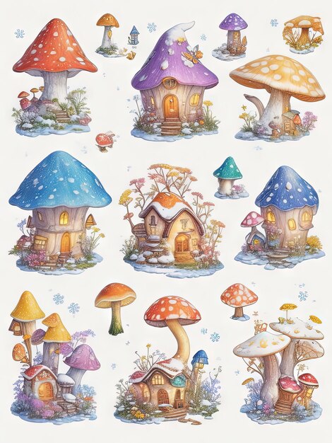 Casa de hongos encantada Un colorido oasis de magia
