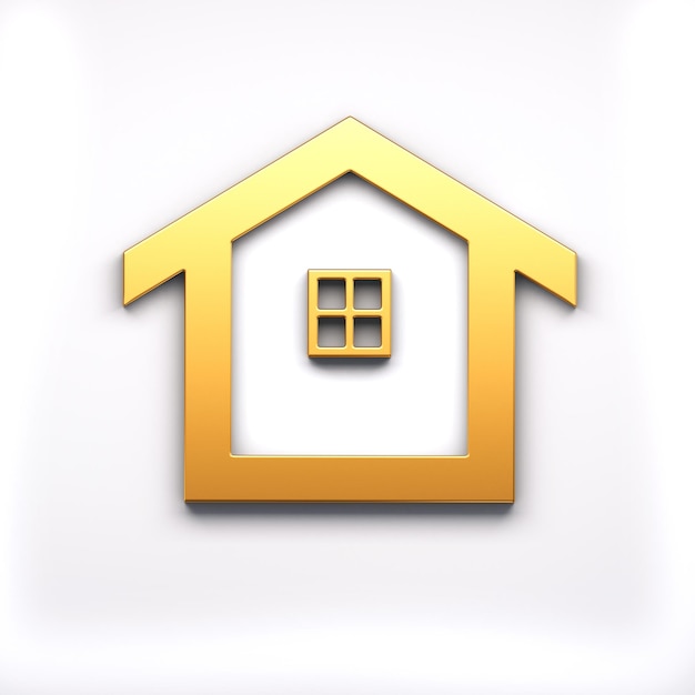 Foto casa imobiliária em ícone de cor dourada ilustração de renderização 3d do logotipo