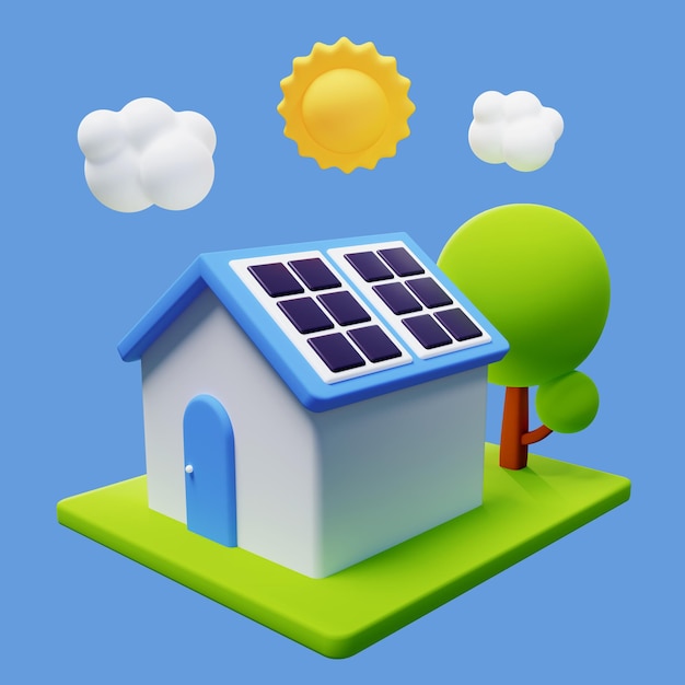 Foto casa inteligente ecológica casa movida a energia solar ilustração de renderização 3d