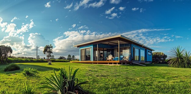 Foto una casa con un jardín.