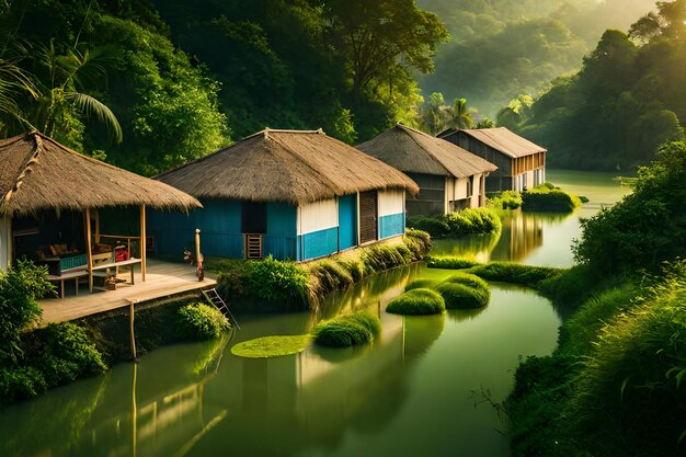 una casa junto al río