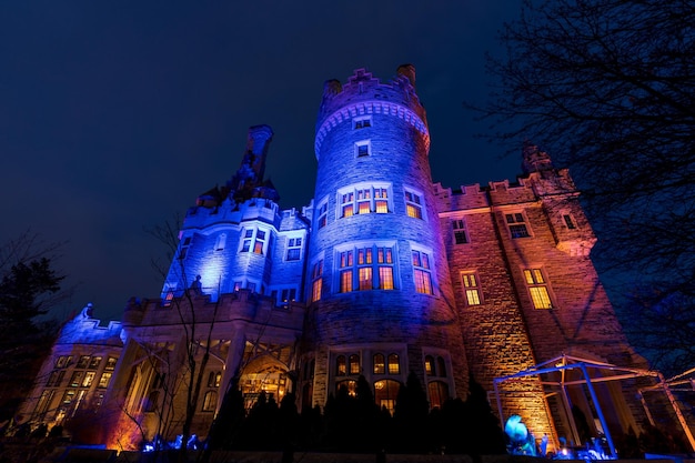 Casa Loma Winternachtbeleuchtung historisches Schloss in der Stadt Toronto Ontario Kanada
