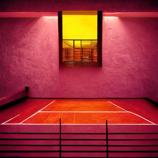 Casa Luis Barragán con cancha de tenis neon's