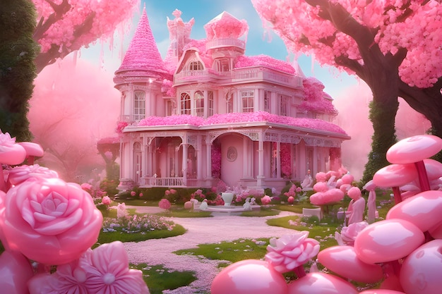 casa mágica de boneca rosa