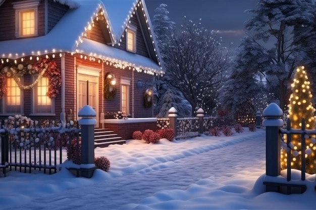 La casa mágica de invierno de Navidad