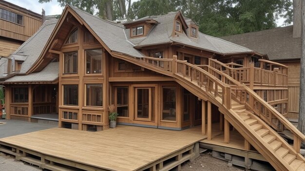 Foto una casa maravillosa de madera.