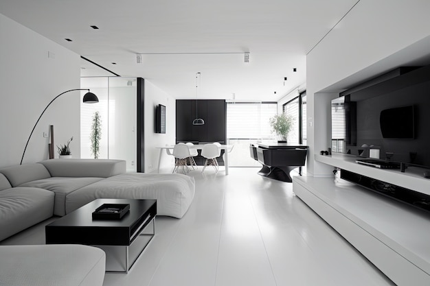 Casa minimalista com móveis modernos e decoração minimalista