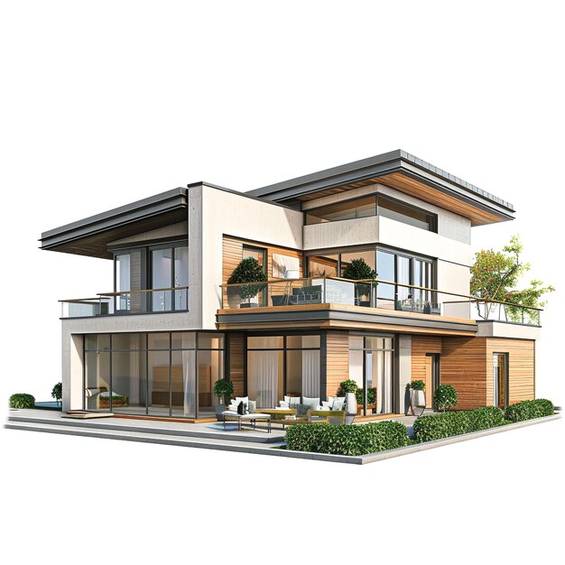 Casa moderna 3D em fundo branco
