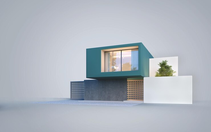Casa moderna aislada en el fondo