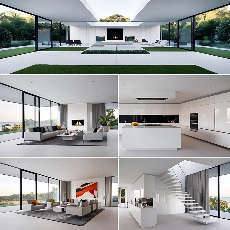 Casa moderna aislada sobre un fondo blanco