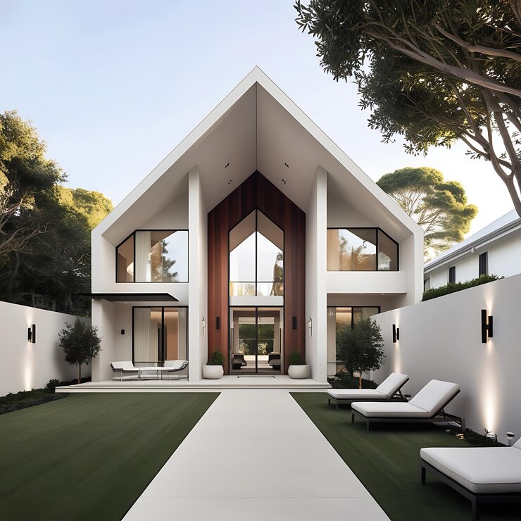 Casa moderna aislada sobre un fondo blanco
