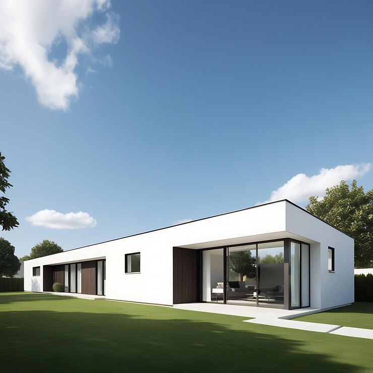 Casa moderna aislada sobre un fondo blanco