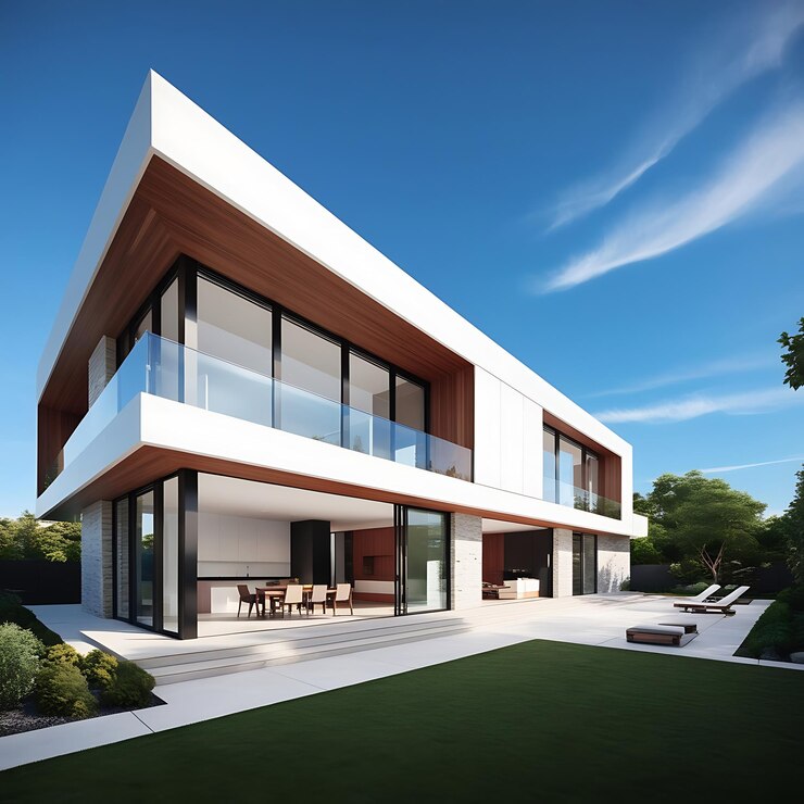Casa moderna aislada sobre un fondo blanco