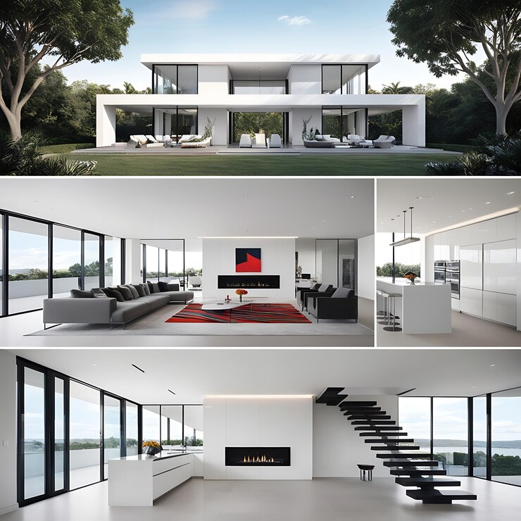 Casa moderna aislada sobre un fondo blanco