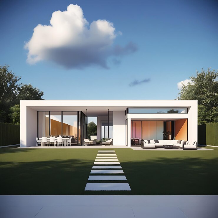 Casa moderna aislada sobre un fondo blanco