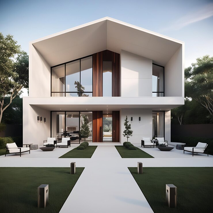 Casa moderna aislada sobre un fondo blanco