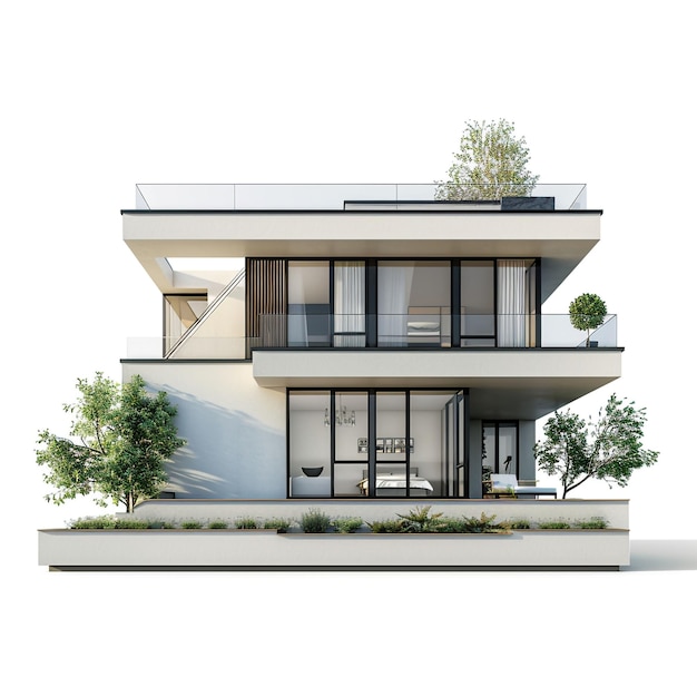 Casa moderna aislada sobre un fondo blanco