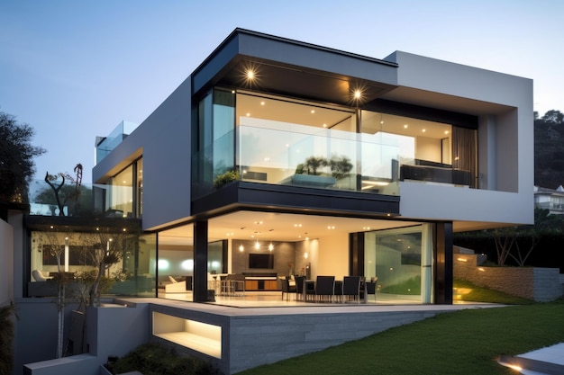 Foto casa moderna com exterior elegante e design minimalista criado com ia generativa