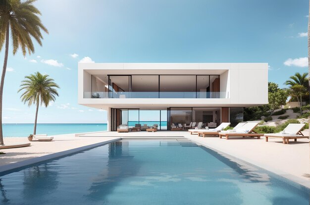 casa moderna de lujo con piscina y vistas al mar